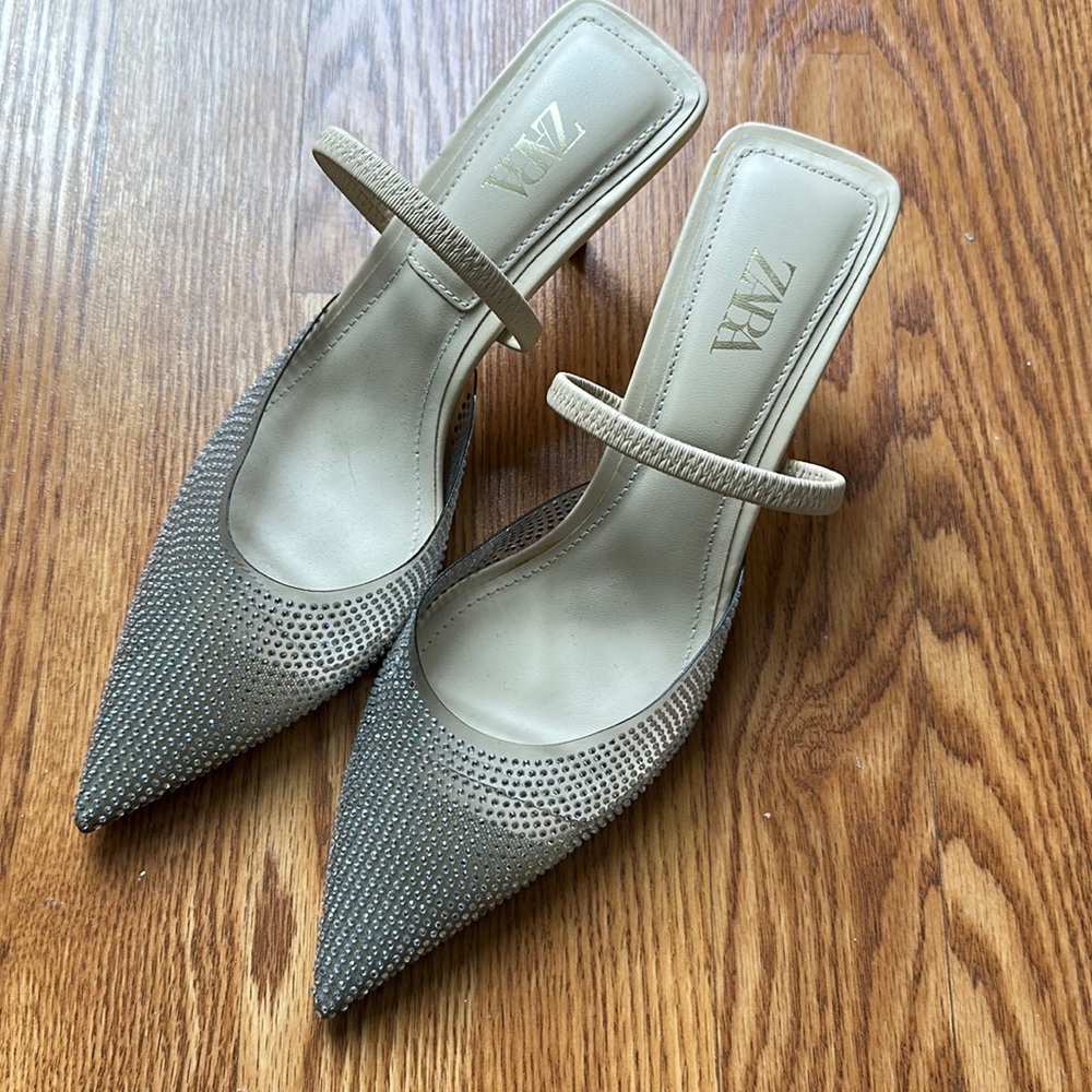 Rhinestone Kitten Heels - Zara